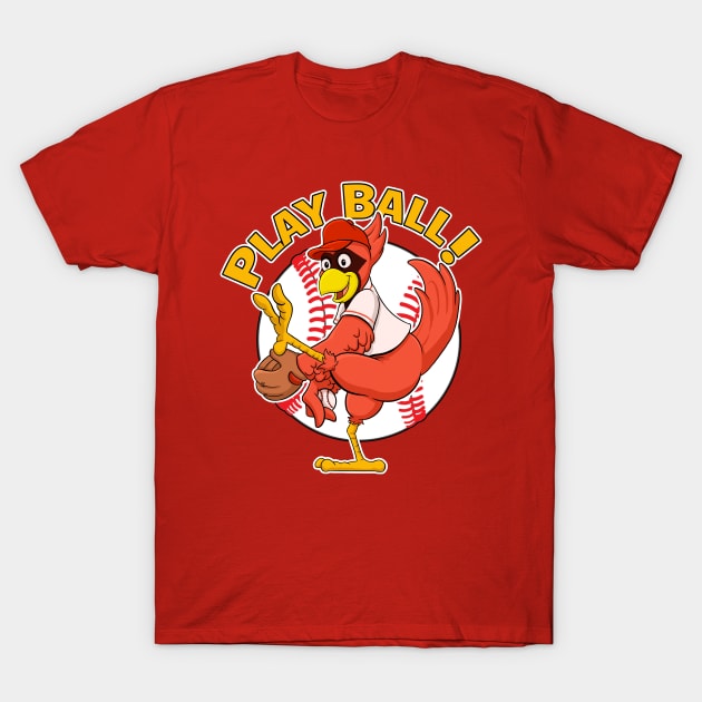 Play Ball! Cardinals Baseball Mascot Red Bird T-Shirt by GAMAS Threads